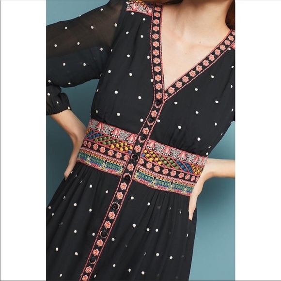 ANTHROPOLOGIE La Boheme Embroidered Dress … - Picture 3 of 8